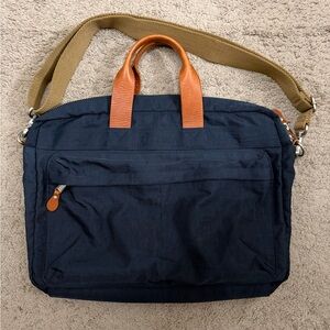 J Crew Stylish Navy and Tan Messenger Laptop Bag